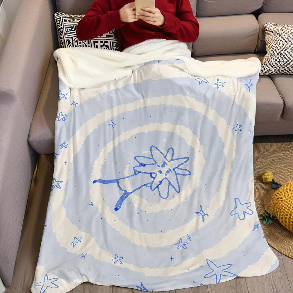 Blue Star Spiral Flannel Blanket Warm Soft Halloween Christmas Couch Warm Cozy Decorative Decor Gift for All Season