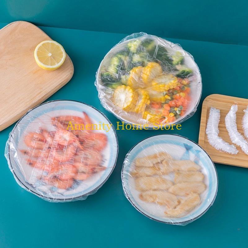 F26C 100 Pieces/Set for Fresh Keeping Caps Stretch Plastic Wrap Bowl Dish Covers Reusable Elastic Food Cover Storage Accessor