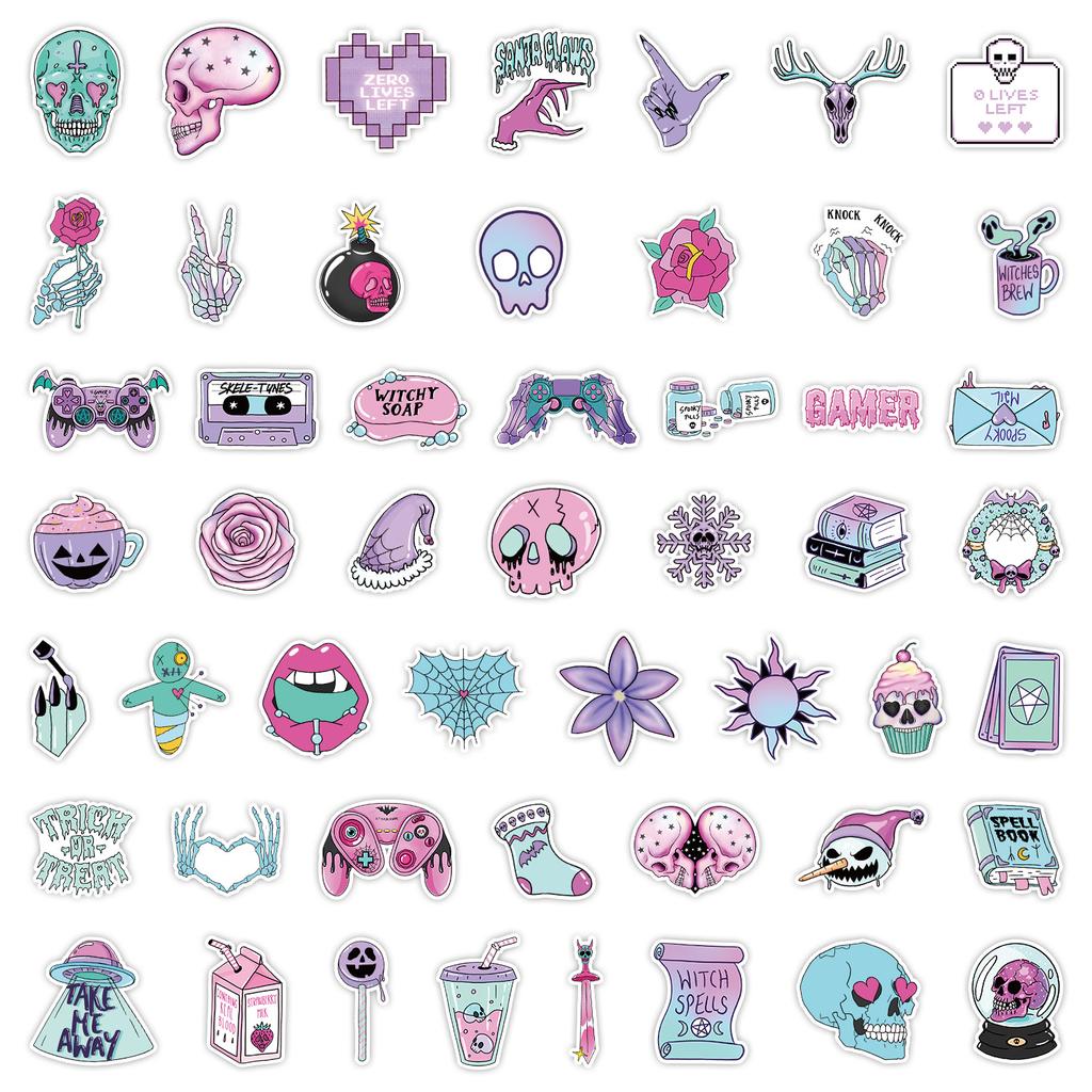 50 Pieces of Pastel Gothic Style Graffiti Stickers Suitcase Car Notebook Water Cup Waterproof Decorative Stickers