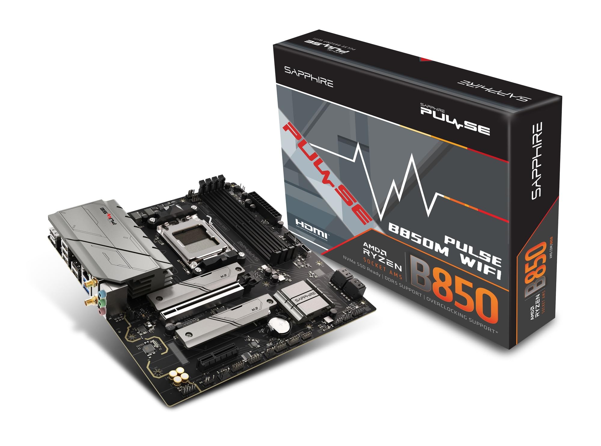 

Материнська плата SAPPHIRE PULSE B850M WIFI MB6839 Micro-ATX 52123-04-40G чорний