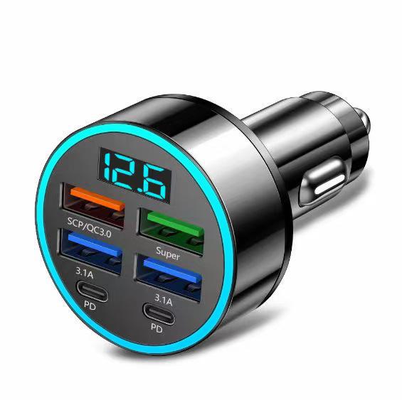 Grenzüberschreitendes digitales Autoladegerät: 4-Port, 66 W Schnellladung, USB und PD, QC3.0-kompatibel
