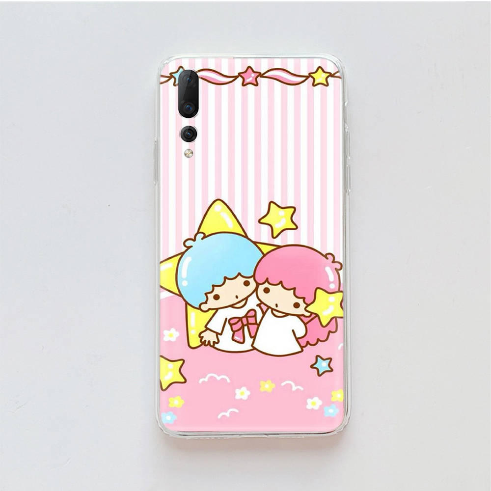 Transparente Hülle für Samsung A04 A14 A23 M33 M53 Realme 10 9 C35 C55 VIVO X80 Infinix Hot 30 Note 11 Tecno Spark 8P Pro L-1 Lovely Little Twin Star