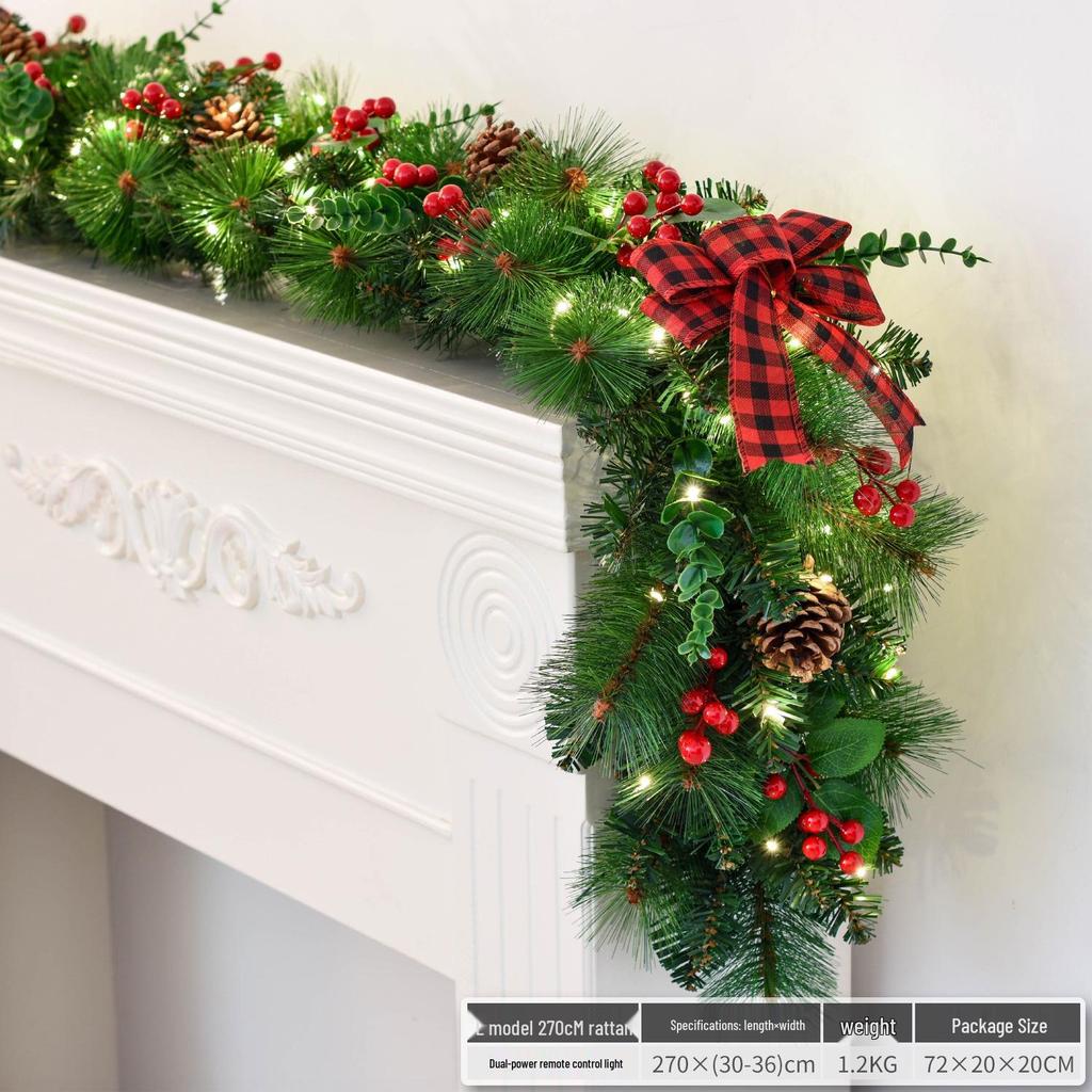 Christmas Glimmer: Garland Set for Tree, Window, and Fireplace with Flocked Leaf Ornaments