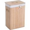 70L Collapsible Bamboo Laundry Hamper Organizer Clothes Washing Basket Bin Storage Box W/ Lid Removable Lining 40x30x60cm