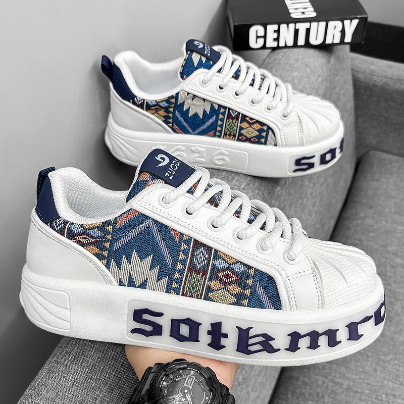 2024 Summer New Men's Shoes Embroidered Printed Cloth Cover Low-Top Breathable Versatile Casual Shoes