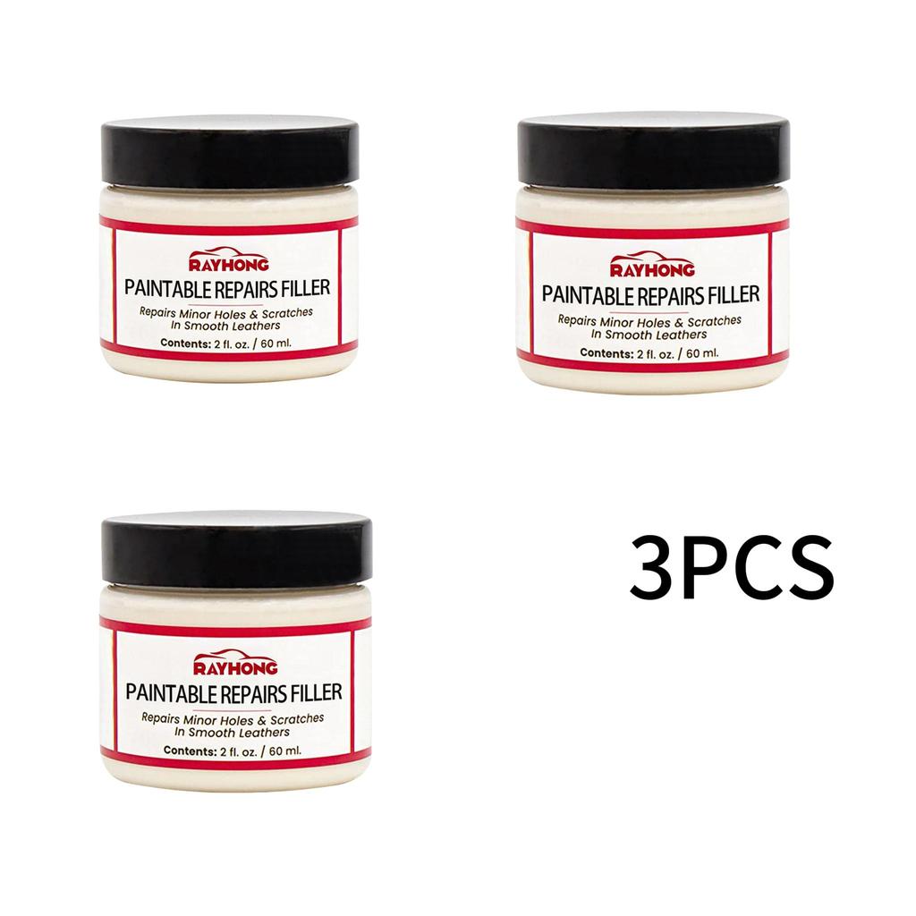 RAYHONG Crema Riempitivo per Pelle per Graffi Crepe e Buchi – Ripara Sedile Auto Divano Giacca Borsa e Mobili Pasta Rigenerante Pelle 60ml