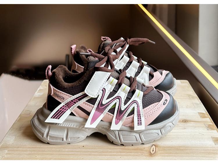 Kids' Fleece-Lined Sports Shoes 2025: New Autumn/Winter Soft-Soled Running Shoes for Boys & Versatile Casual Dad Shoes for Girls