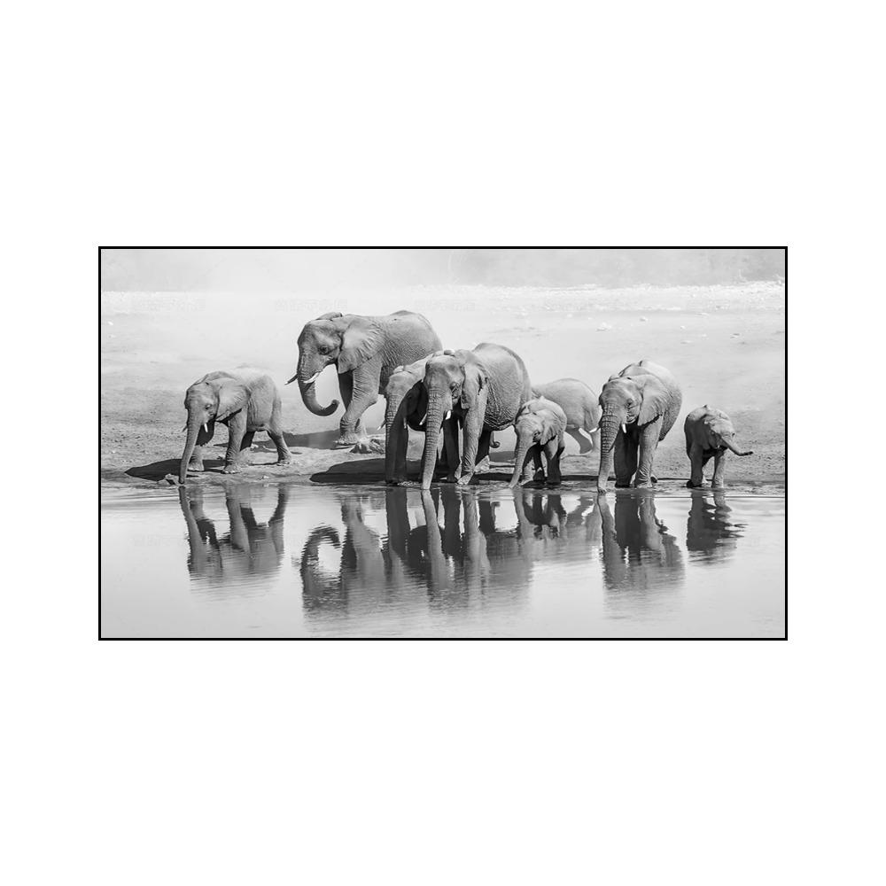 Animali moderni Poster e stampe Wall Art Canvas Painting Elefanti africani Immagini di mandrie per soggiorno Cuadros Decor Senza cornice