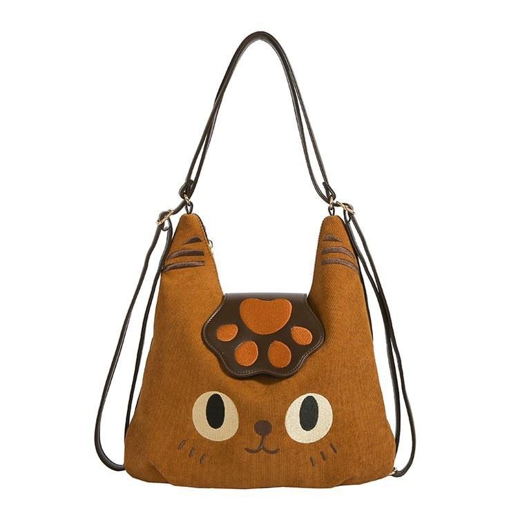 Cute Cat Backpack Pu Material Cartoon Design For Daily Use