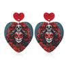 Hand-Painted Skull Acrylic Earrings - Halloween Party Jewelry for Women