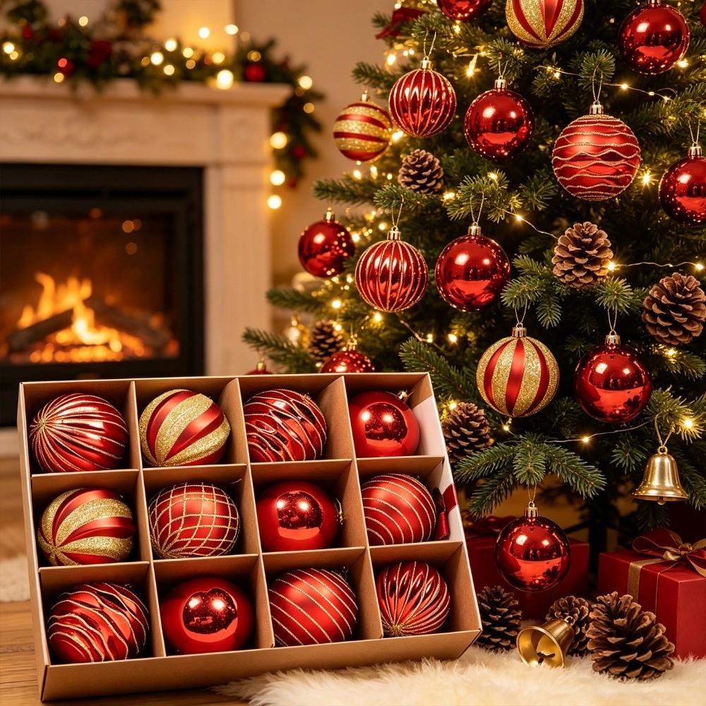 12Pcs 8 cm Christmas Decoration Pendant Sequins Xmas Tree Hanging Pendants New Year