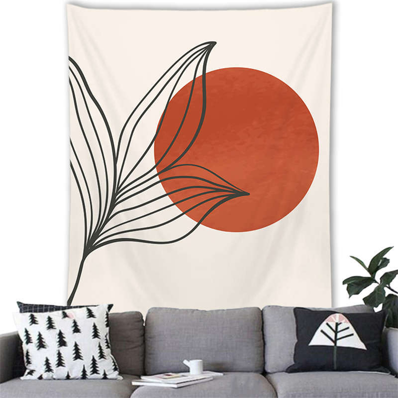 Botanical Tapestry Fresh Green Plant Design Polyester Hanging for Home Party Wall Decor