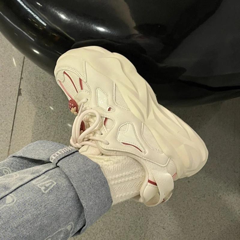 Fashion Kawaii Strawberry Vulcanized Shoes for Women 2025New Platform Korean Fashion Thick Sole Sneakers Zapatillas Mujer Lace Up Tennis