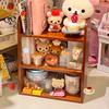 Dormitory Desktop Storage Rack Organizer Wood Retro Storage Cabinet Cosmetics Storage Box Table Multi-layer Figurines Organizing