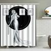 Luxurious Black White Art Deco Style Bathroom Shower Curtain with Elegant Woman Design for Home Decoration (Size: 180x240cm) Add