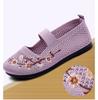 New Purple Knit Loafer Women's Ethnic Embroidered Elastic Band Casual Shoes Soft Walking Mary Janes Flats Woman Mom Travel Shoes