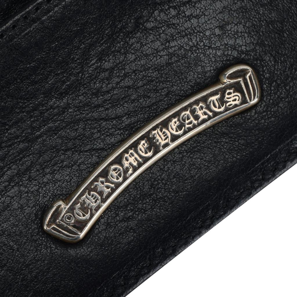 Chrome Hearts Scroll Silver Leather Card Holder Unisex Accessories Black CH-2270119