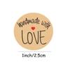 1Inch 100-500pcs Round Kraft Paper "handmade With Love" Seal Sticker For Handmade Products Baking Products Sealing Sticker Label