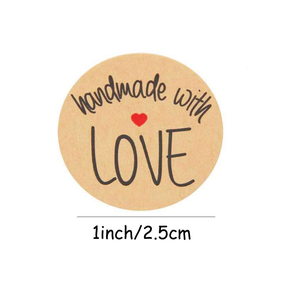1Inch 100-500pcs Round Kraft Paper "handmade With Love" Seal Sticker For Handmade Products Baking Products Sealing Sticker Label
