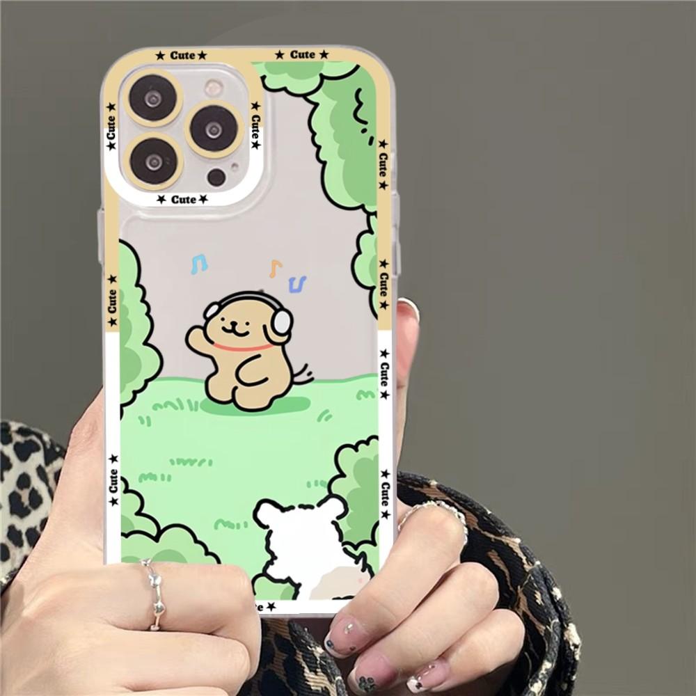 Cartoon Line Dog Phone Case For iPhone 14 13 12 11 Pro Max XS X XR SE 2020 6 7 8 Plus Mini Protective Cover