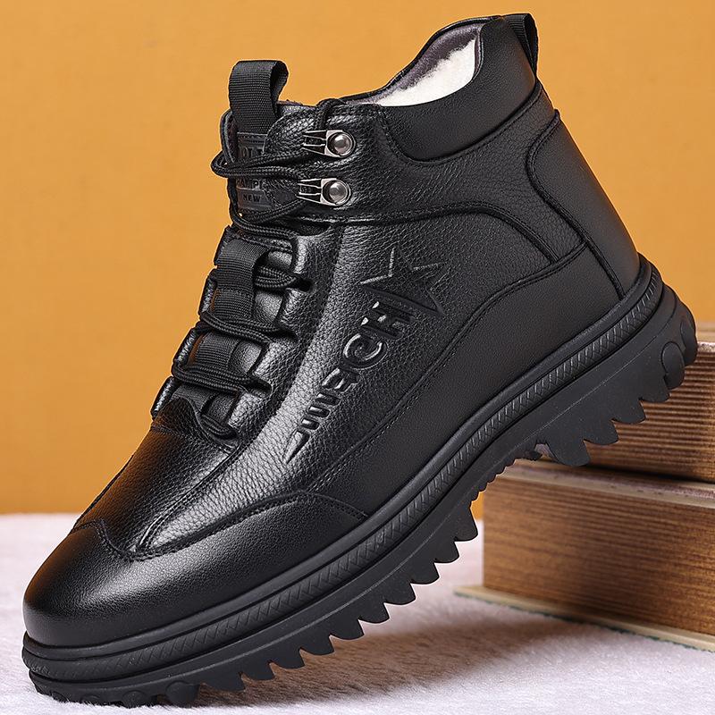 Мужские зимние высокие ботинки на молнии с теплым бархатом для среднего и пожилого возраста 38 3798₽