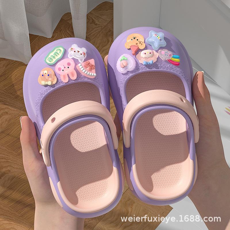Children s Summer Cartoon Cute Girls  Outdoor Closed-Toe Non-Slip Soft Sole Beach Clogs for Kids and Babies 17Code【Inner Length16.5