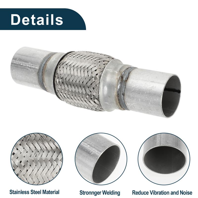 X Autohaux Univerzální flexibilní trubka výfuku pro auto 45-76mm vnitřní průměr 48-80mm vnější průměr Flexibilní opletená výfuková trubka Nerezová ocel Odolný konektor