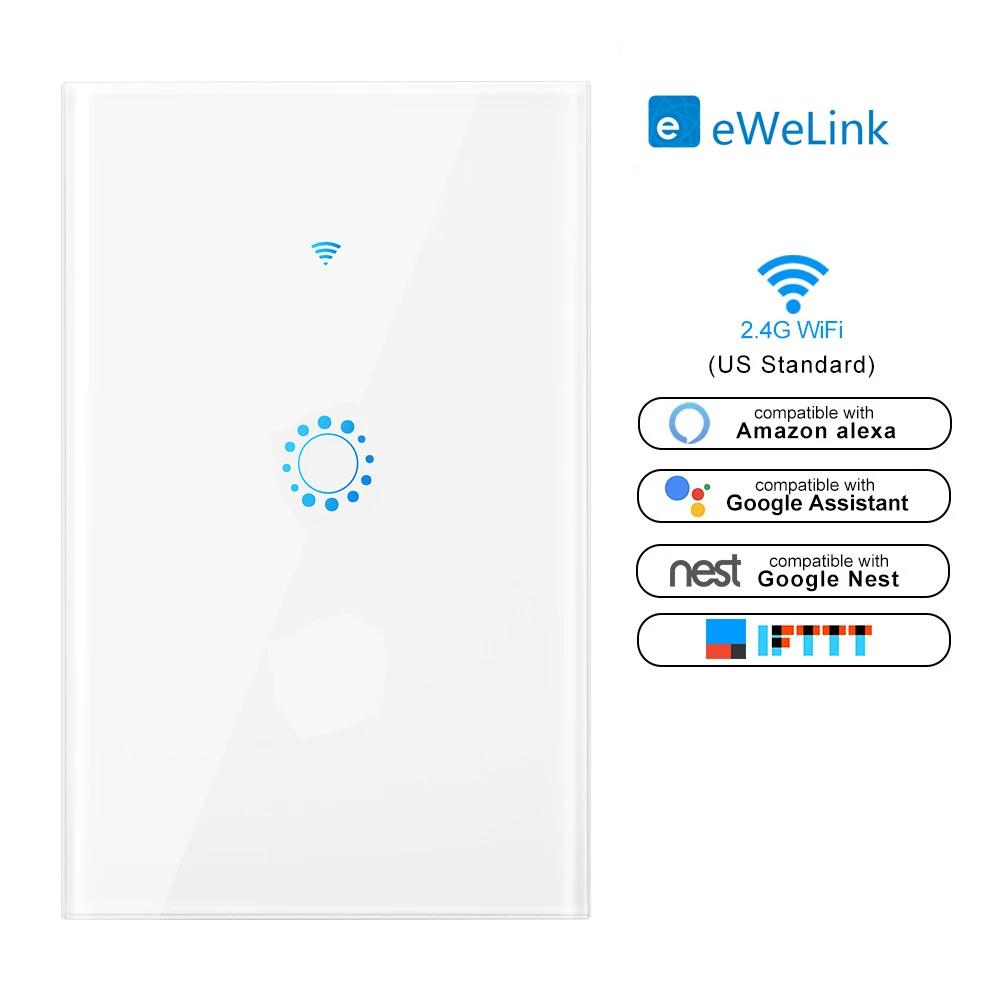 Melery Умный настенный выключатель света Wi-Fi Tuya/Ewelink Выключатель Прямоугольная сенсорная стеклянная панель Пульт дистанционного управления через Alexa Google Home