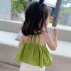 Girls Summer Solid Color Comfortable Breathable Halter Belt Blouse
