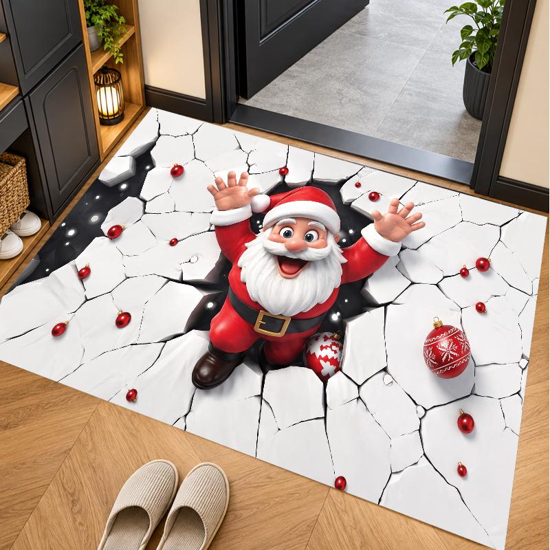 Christmas Theme Floor Carpet, Soft Area Rug, Xmas Indoor Home Holiday Decoration