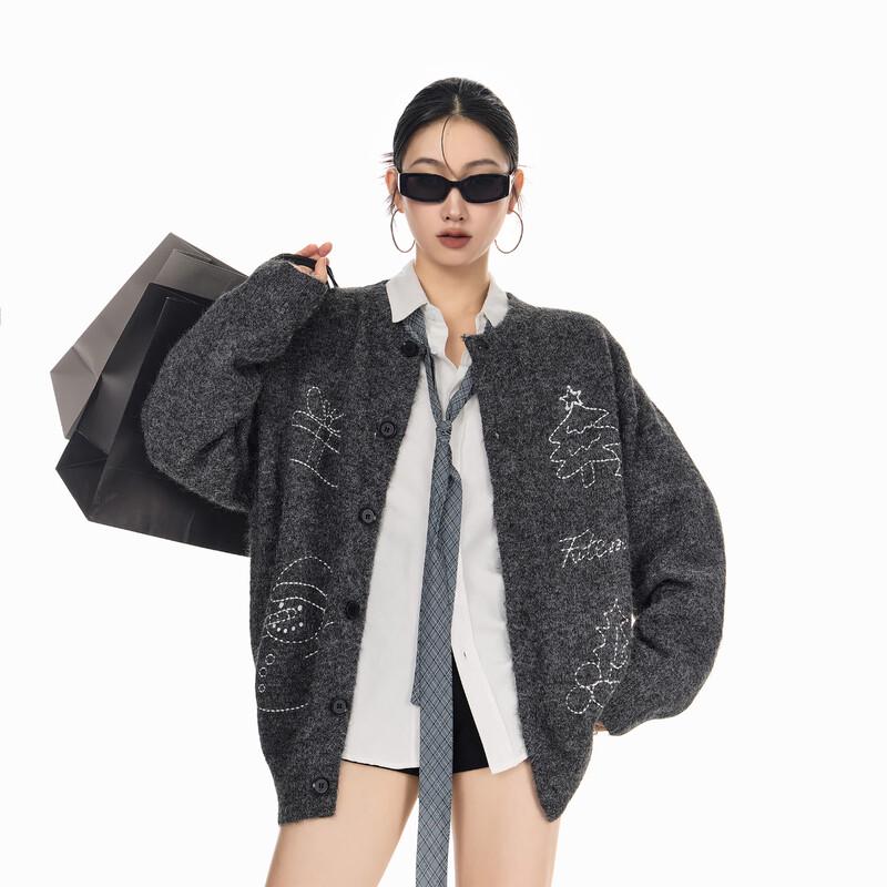 

ICH MODE Women s Vintage Christmas Knit Cardigan Sweater M