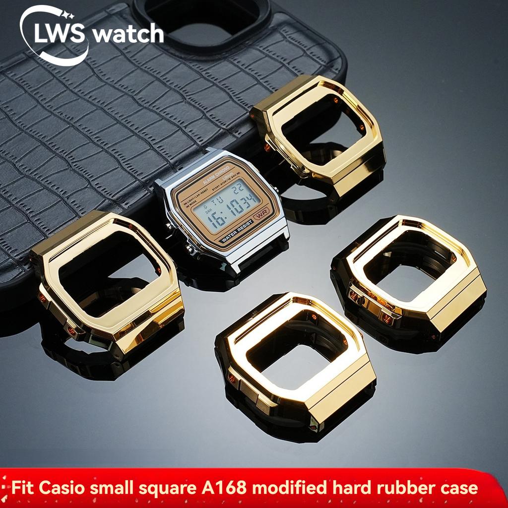 Pour Casio Série A168 étui en caoutchouc dur modifié avec coque en plastique de haute qualité Accessoires de montre
