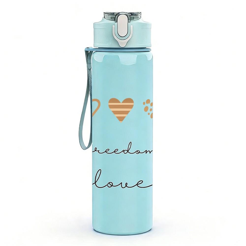 1PC Heart Need Love Quote 750ml Color Plastic Sports Water Bottle Leakproof Flip Straw Lid Suitable for Sports Office Home Use