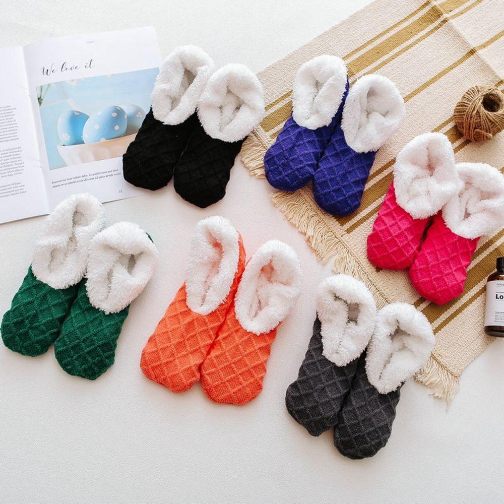 Indoor Socks Plush Solid Color Floor Socks Winter Floor Shoes Coral Fleece Socks Female Hosiery