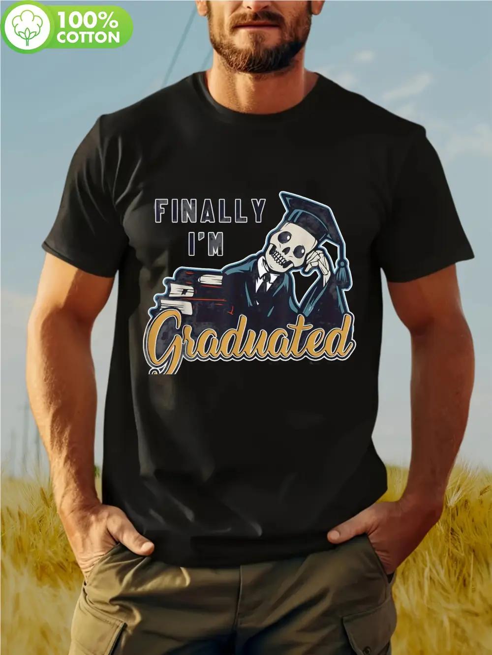 

Funny Graduation Skeleton T-shirt - Finally I m Done Graphic Tee for Grads XXL