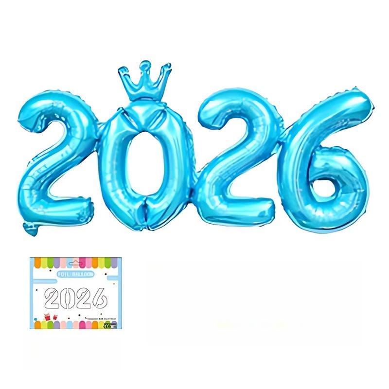 2026 Crown Number Foil Balloons for New Year Eve Party Decoration Supplies Navidad Christmas 2025 Photo Props Gifts