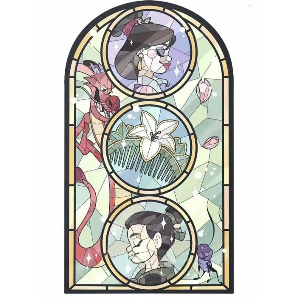 

Disney Diamond Painting Mulan Stained Glass Style Art Painting Illustration DIY 5D Mosaic Embroidery Hobby Gift Home Decoration Round 20x30cm