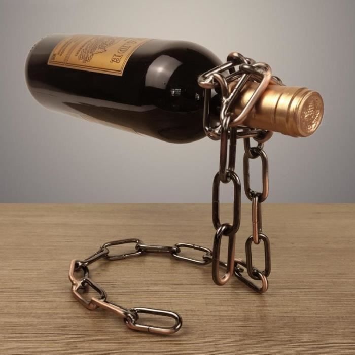 Wanddekoration, Weinflaschenhalter aus Metall, magische Metallkette, Retro-Hängeeisenhalter - Typ Silberfarben