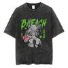 Anime BLEACH Kuchiki Rukia Washed Tshirt Unisex Unisexga Ulquiorra Cifer Tshirts Casual Loose Tee Harajuku Breathable Tops