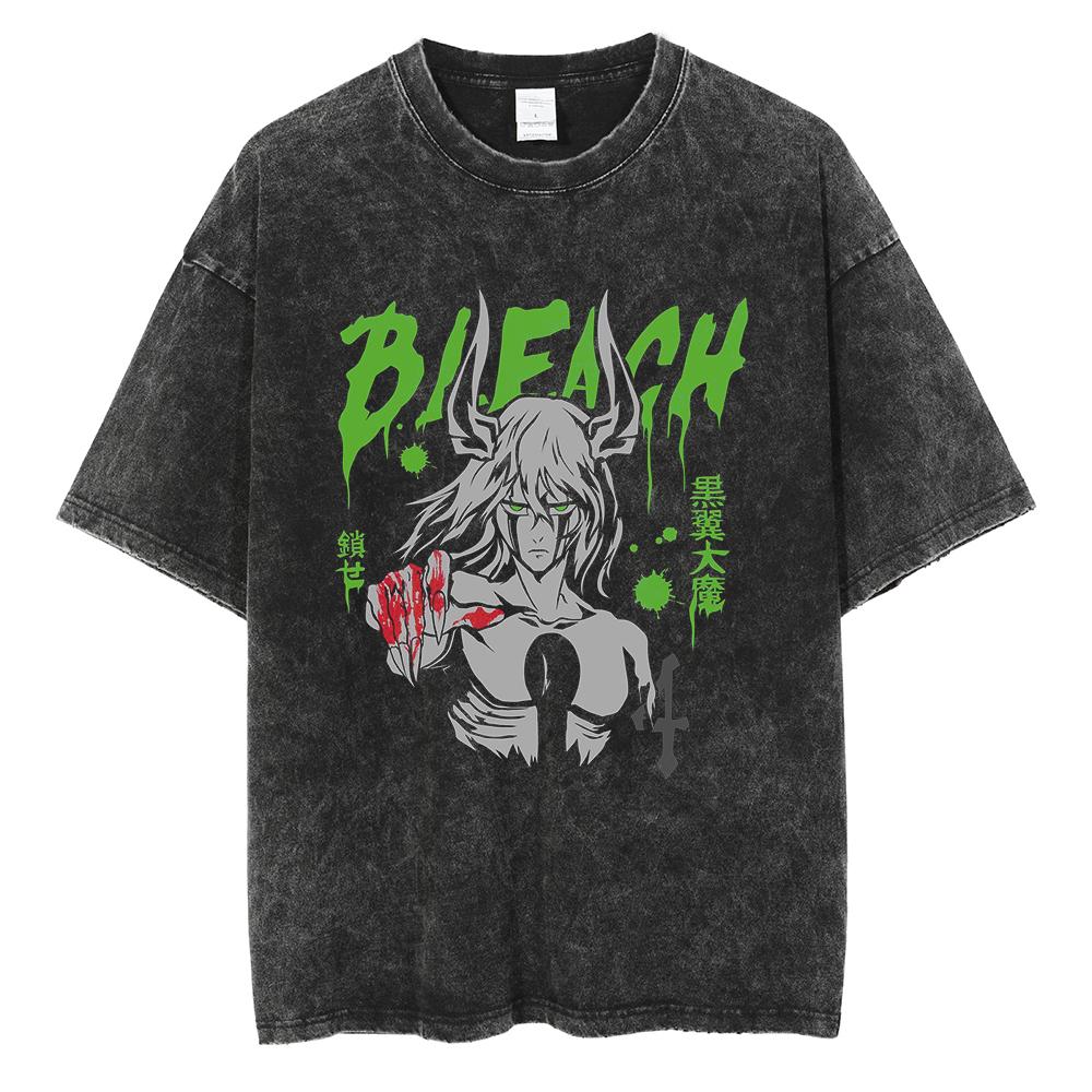 

Anime BLEACH Kuchiki Rukia Washed Tshirt Unisex Unisexga Ulquiorra cifer Tshirts Casual Loose Tee Harajuku Breathable Tops S