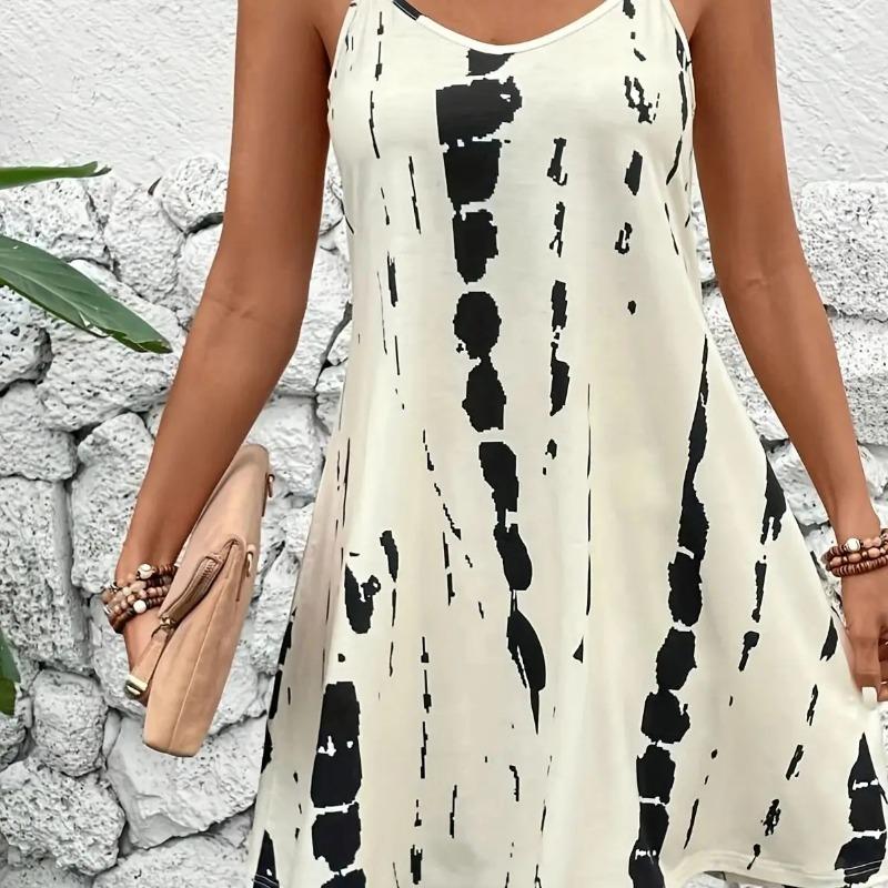 Women's Sling V-neck Summer Printed Strap Dress