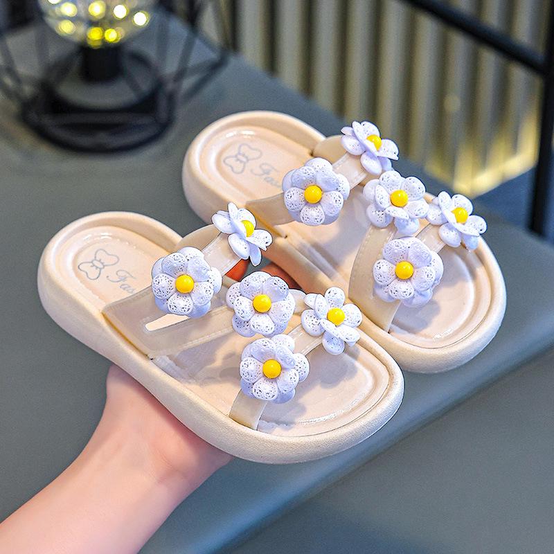 2025 Summer Girls' Non-Slip Cartoon Floral Slippers with Soft Sole and Quirky Texture