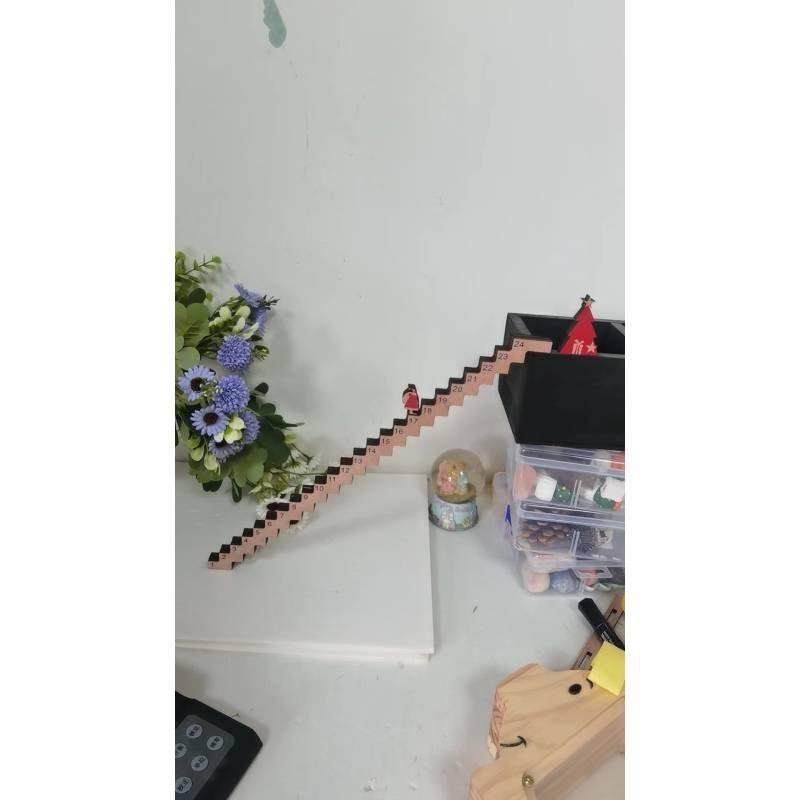 Charming Advent Countdown Santa Claus Staircase 24 Day Wooden Holiday Calendar