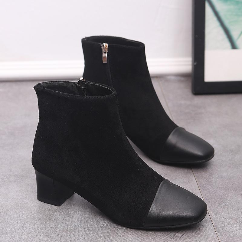 Leather Low Heel Boots Women Motorcycle Boots Autumn Shoes Women Patent Leather Ankle Boots Zapatos De Mujer 653