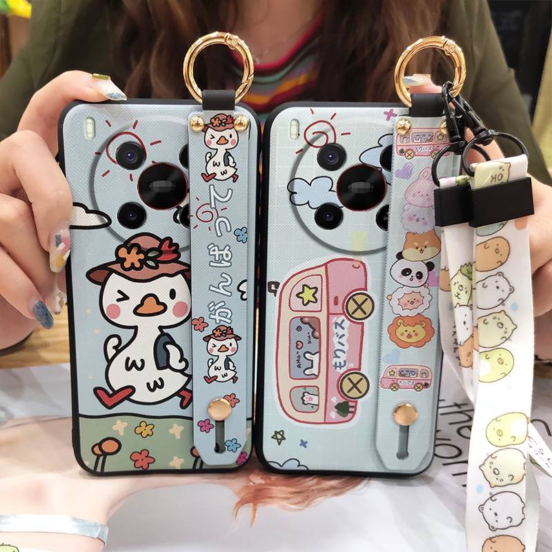 Cartoon Ring Phone Case For ZTE Blade V70 Max/Nubia V70 Max Shockproof Wristband Phone Holder Wrist Strap Silicone Cute