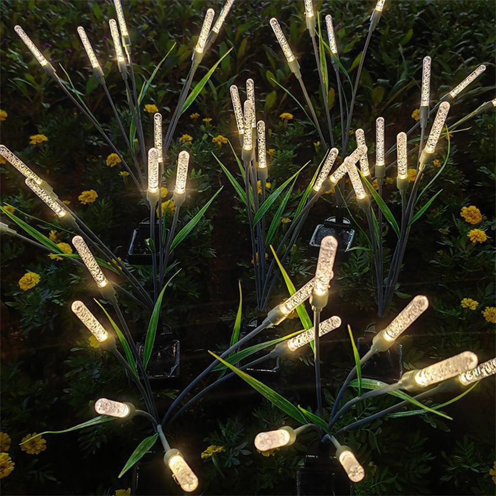 Solar Powered LED Reed Lights Outdoor Garden Pathway Stake Light with 6 LED Bulbs for Yard Landscape Lawn Decoration Waterproof Design