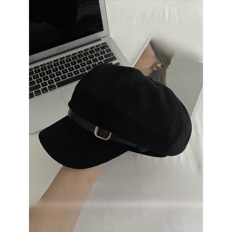 Autumn and Winter New Style Suede Retro Beret Women's Korean Style Old Fashion Temperament Fashionable Face Small Octagonal Hat
