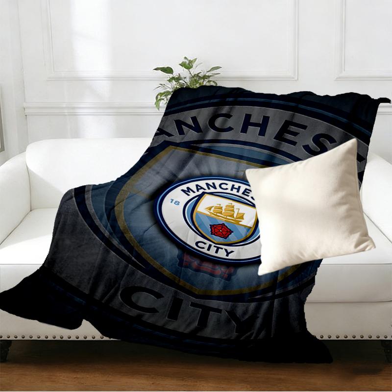 Manchester City FC Print Blanket - Soft & Comfortable, for Bedroom, Travel, Sofa, Home Decoration - Birthday Christmas Gift for Friend
