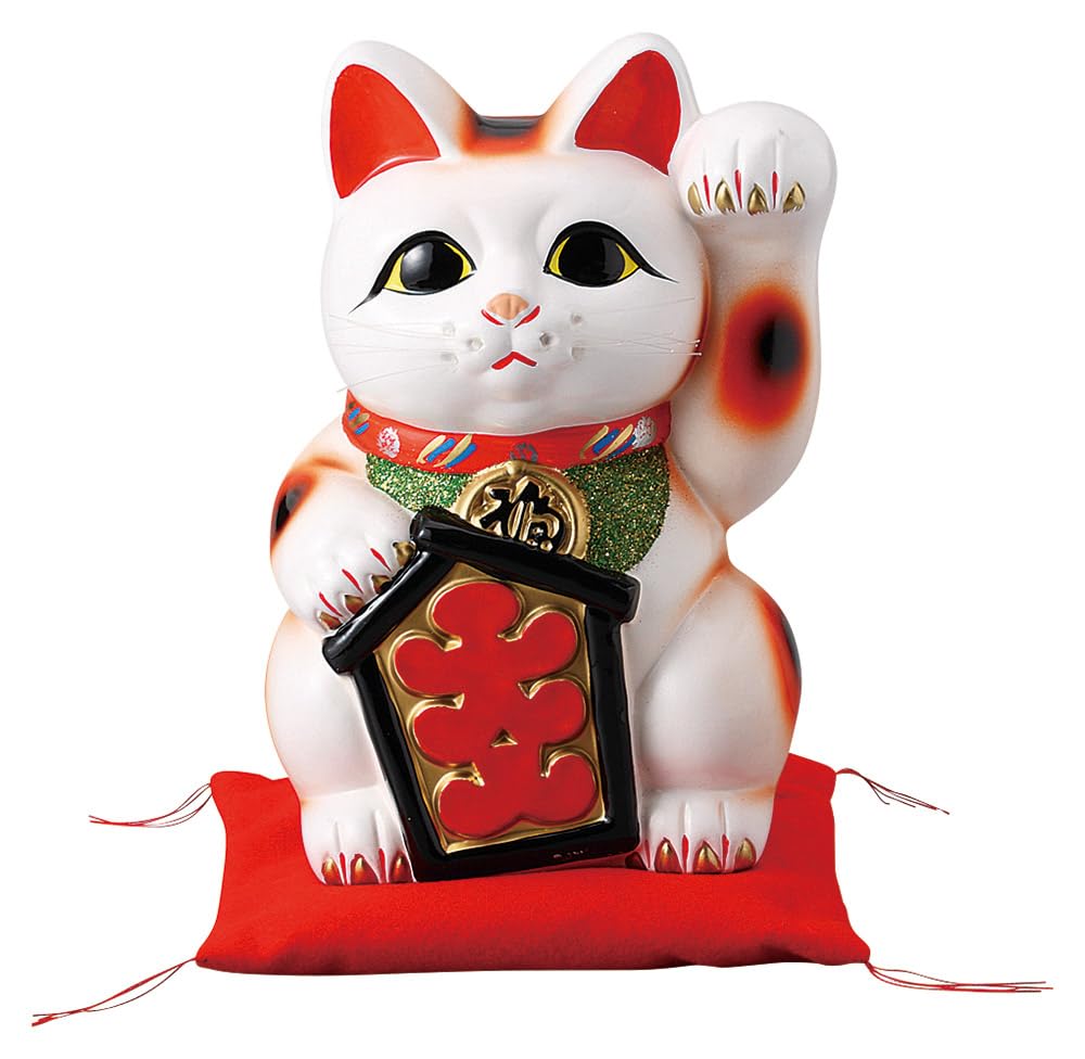 

14 x 17 x 24cm Large Size Tokoname Made in Japan Ale-net Maneki-neko (Lucky Cat) Statue, (H), White, Cat, 8, Ceramic, Ware, белый