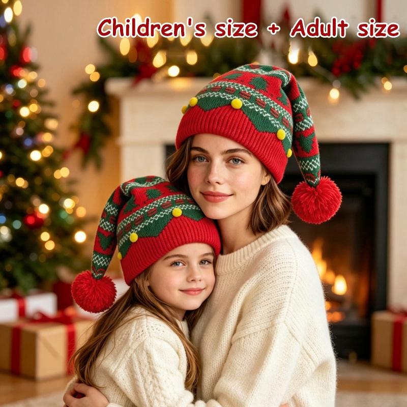 1/2 Pezzi Cappello a Berretto Lavorato a Maglia di Natale con Morbido Pompon Fantasie Natalizie Per Feste di Natale Eventi Invernali Riunioni Familiari